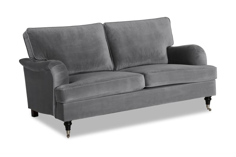 Howard soffa utan divan & schäslong Bloomington Howard Classic Sammetssoffa 3-sits Vera 2, Grå Sammet - Möbler - Soffa - 3 sits soffa