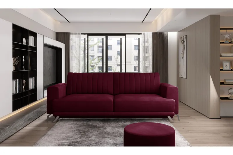 Jalissia 3-sits Soffa, Vinröd