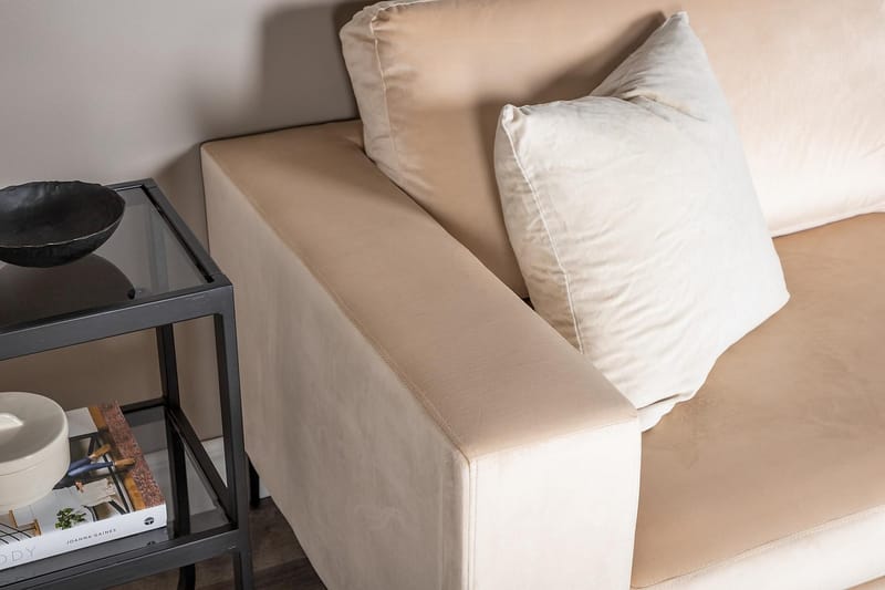 Johana 3-sits Sammetssoffa - Beige - Sammetssoffa - 3 sits soffa