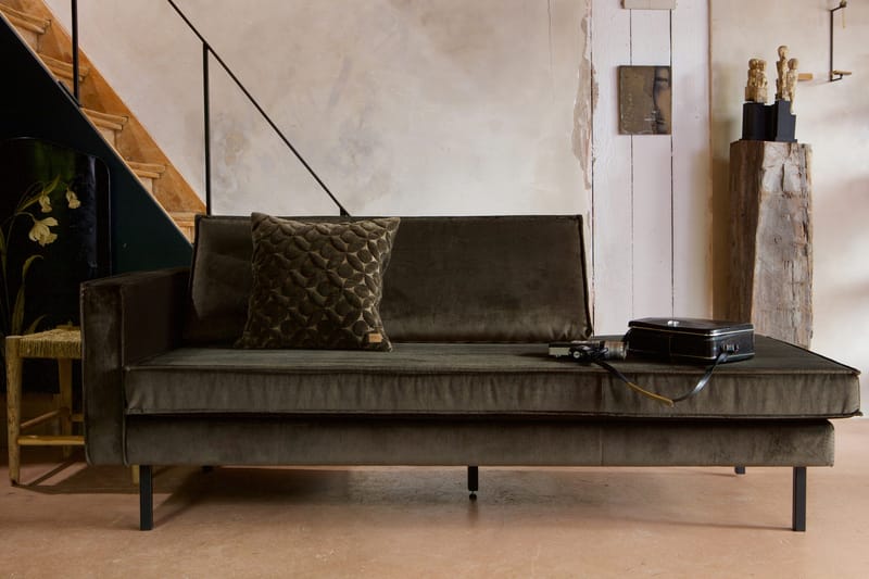 Lissbon 2-sits Vänster Sammetssoffa 203 cm med Dagbädd och Schäslong - Grön - Möbler - Soffa - Sammetssoffa
