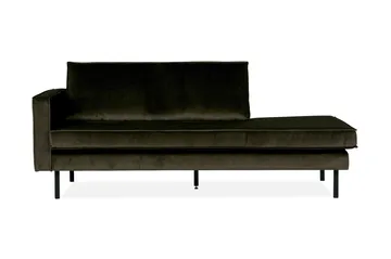 Lissbon 2-sits Vänster Sammetssoffa 203 cm med Dagbädd och Schäslong - Grön - Möbler - Soffa - Sammetssoffa