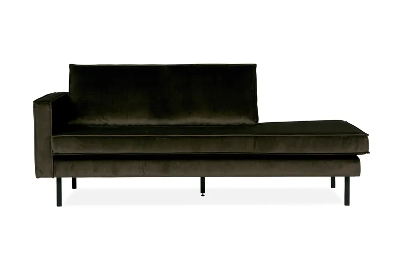 Lissbon 2-sits Vänster Sammetssoffa 203 cm med Dagbädd och Schäslong, Grön