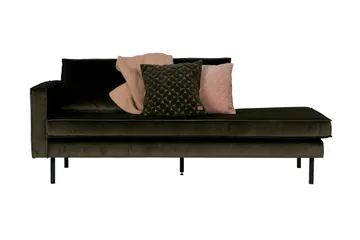 Lissbon 2-sits Vänster Sammetssoffa 203 cm med Dagbädd och Schäslong - Grön - Möbler - Soffa - Sammetssoffa