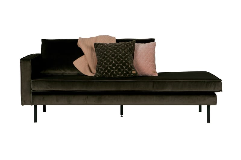 Lissbon 2-sits Vänster Sammetssoffa 203 cm med Dagbädd och Schäslong - Grön - Möbler - Soffa - Sammetssoffa