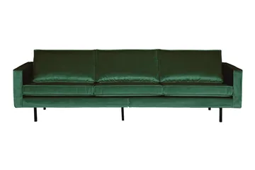 Lissbon 3-sits Retro Rektangulär Sammetssoffa 277 cm - Grön - Möbler - Soffa - Sammetssoffa
