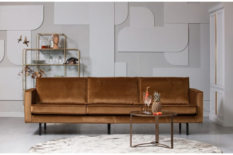 Lissbon 3-sits Sammetssoffa - Gul - Möbler - Soffa - Sammetssoffa
