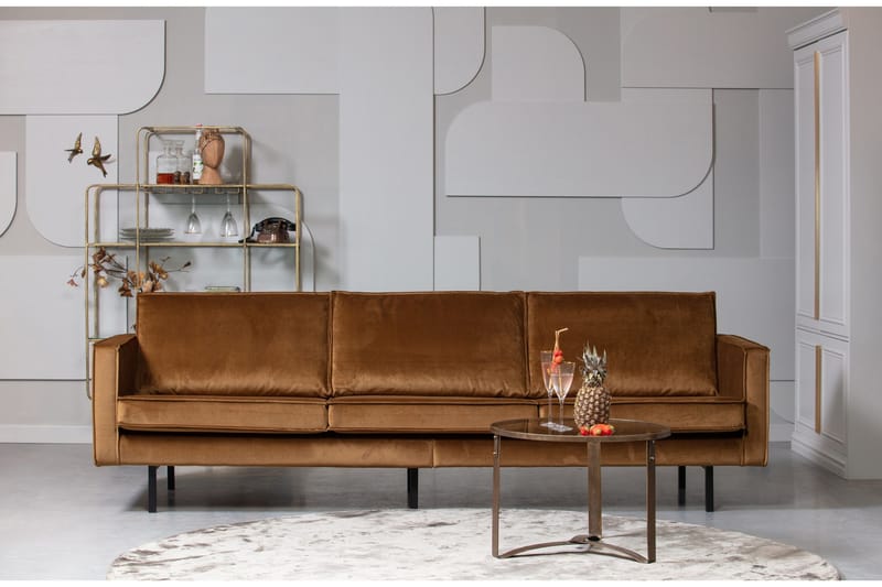 Lissbon 3-sits Sammetssoffa - Gul - Möbler - Soffa - Sammetssoffa