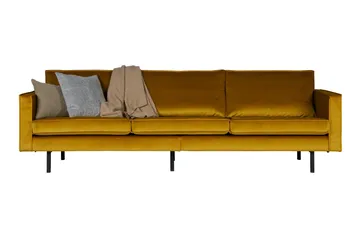 Lissbon 3-sits Sammetssoffa - Ockra - Möbler - Soffa - Sammetssoffa