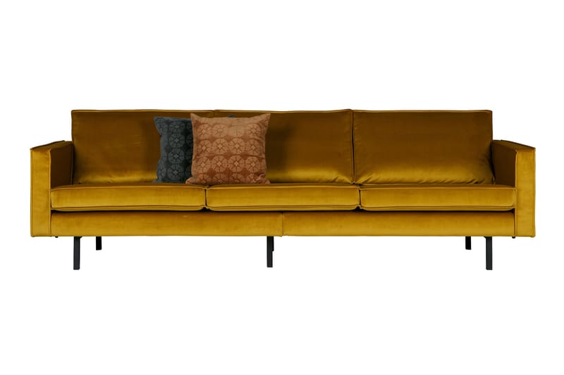 Lissbon 3-sits Sammetssoffa - Ockra - Möbler - Soffa - Sammetssoffa