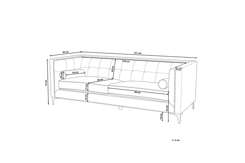 Llawhaden Soffa Sammet - Blå - Möbler - Soffa - Sammetssoffa