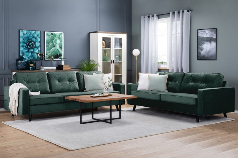 Monroe 4-sits Sammetssoffa - Grön - Möbler - Soffa - Sammetssoffa