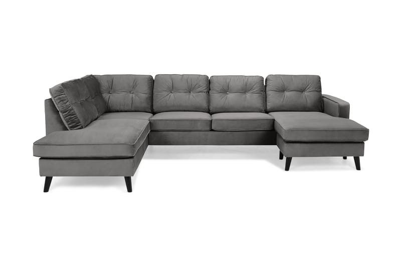 Monroe 4-sits Vänstervänd U-formad Soffa med Divan och Schäslong i Sammet - Mörkgrå - Möbler - Soffa - Sammetssoffa