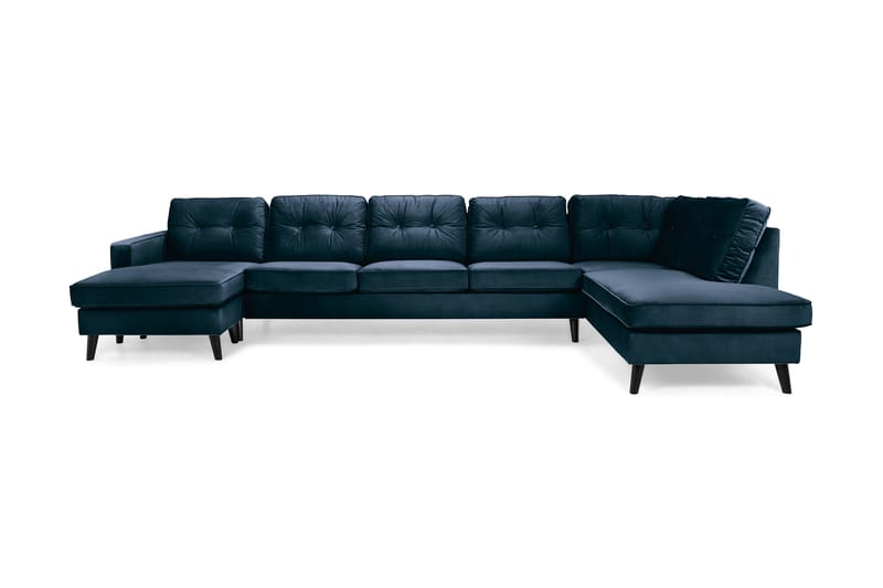 Monroe 6-sits Högervänd U-formad Large Soffa med Divan och Schäslong i Sammet - Blå - Möbler - Soffa - Sammetssoffa