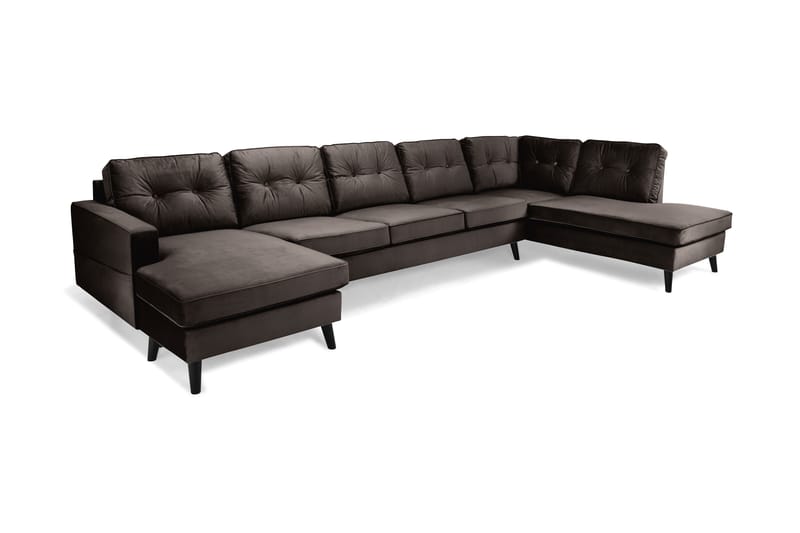 Monroe 6-sits Högervänd U-formad Large Soffa med Divan och Schäslong i Sammet - Brun - Möbler - Soffa - Sammetssoffa