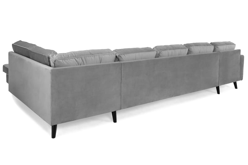 Monroe 6-sits Högervänd U-formad Soffa med Divan och Schäslong i Sammet - Ljusgrå - Möbler - Soffa - Sammetssoffa