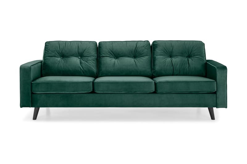 Monroe Sammetssoffa 3-sits - Grön - Sammetssoffa - 3 sits soffa