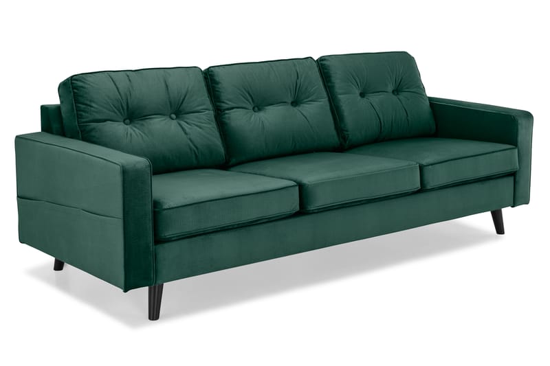 Monroe Sammetssoffa 3-sits - Grön - Sammetssoffa - 3 sits soffa