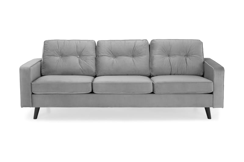 Monroe Sammetssoffa 3-sits - Ljusgrå - Sammetssoffa - 3 sits soffa