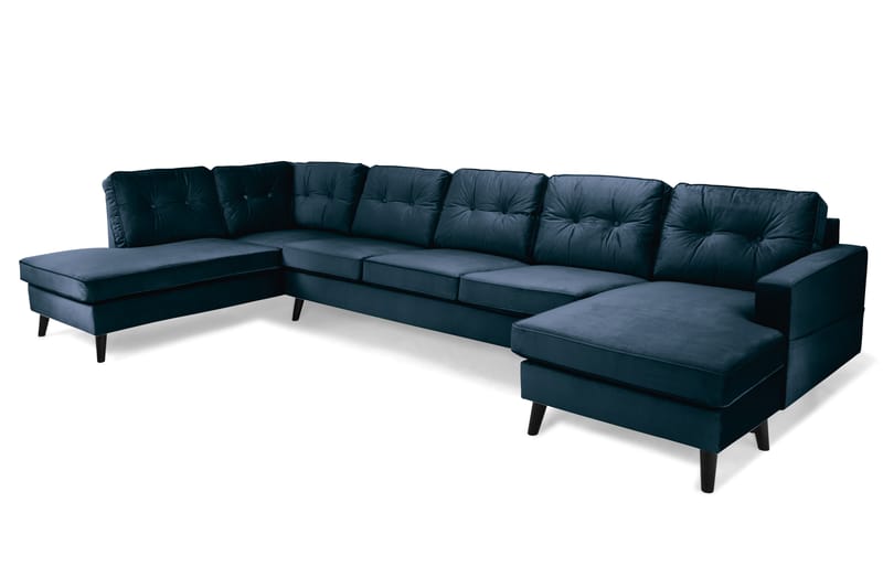 Monroe U-soffa Large med Divan Höger Sammet - Midnattsblå - U-soffa - Sammetssoffa
