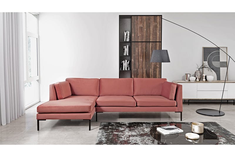 Ocean Hörnsoffa Höger - Rosa - Möbler - Soffa - Sammetssoffa