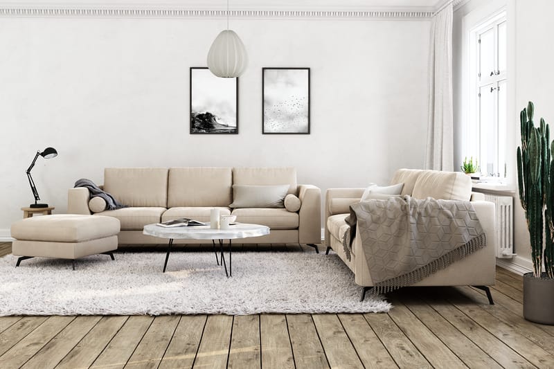 Ocean Lyx 3-sits Sammetssoffa - Beige - Möbler - Soffa - Sammetssoffa