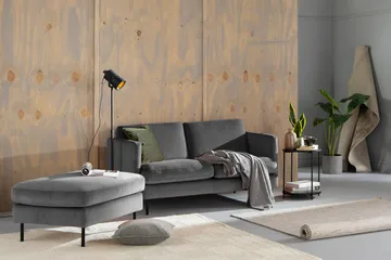 Teodin Sammetssoffa 2-sits - Ljusgrå - Möbler - Soffa - Sammetssoffa