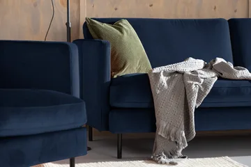 Teodin Sammetssoffa 3-sits - Blå - Möbler - Soffa - Sammetssoffa