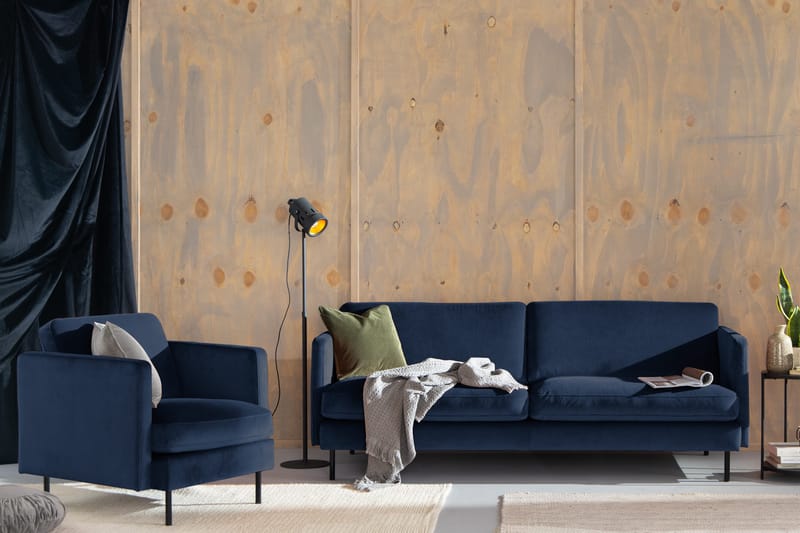 Teodin Sammetssoffa 3-sits - Blå - Möbler - Soffa - Sammetssoffa