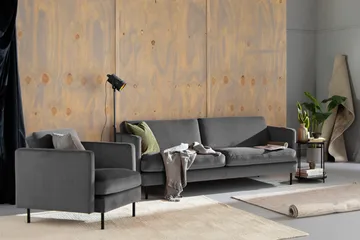 Teodin Sammetssoffa 3-sits - Ljusgrå - Möbler - Soffa - Sammetssoffa