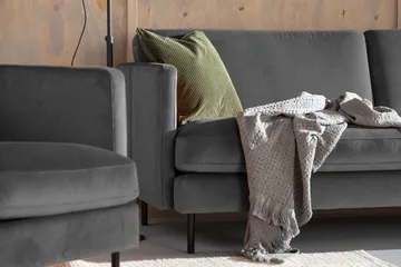 Teodin Sammetssoffa 3-sits - Ljusgrå - Möbler - Soffa - Sammetssoffa
