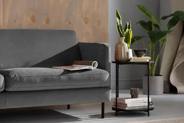 Teodin Sammetssoffa 3-sits - Ljusgrå - Möbler - Soffa - Sammetssoffa