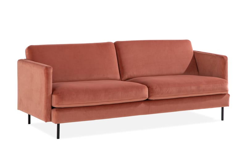 Teodin Sammetssoffa 3-sits - Rosa - Sammetssoffa - 3 sits soffa