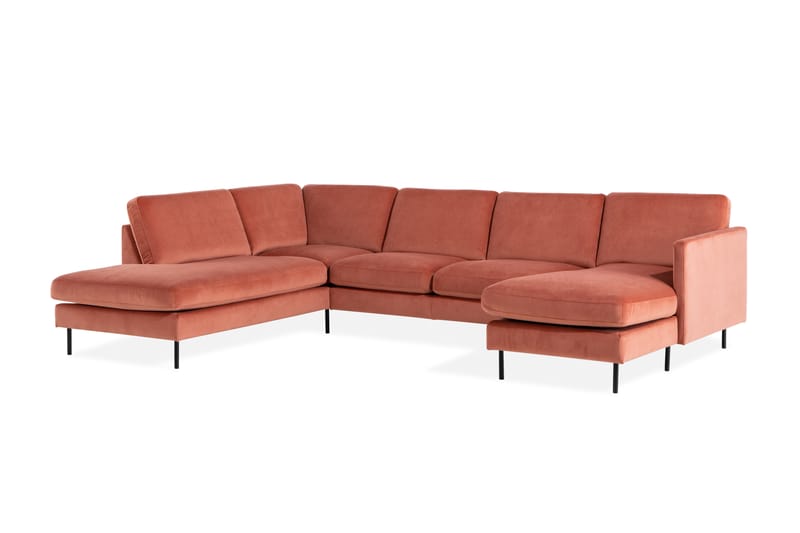 Teodin U-soffa med Divan Sammet Höger - Rosa - U-soffa - Sammetssoffa