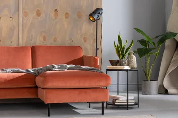 Teodin U-soffa med Divan Sammet Höger - Rosa - Möbler - Soffa - Sammetssoffa