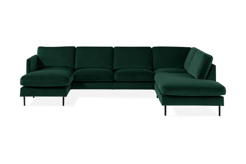 Teodin U-soffa med Divan Sammet Vänster - Grön - Sammetssoffa - U-soffa