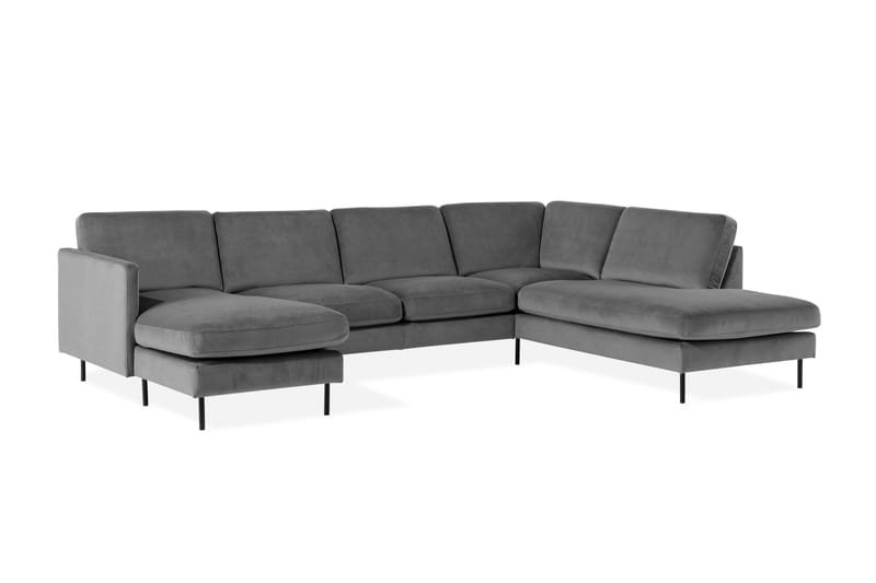 Teodin U-soffa med Divan Sammet Vänster - Ljusgrå - Möbler - Soffa - Sammetssoffa