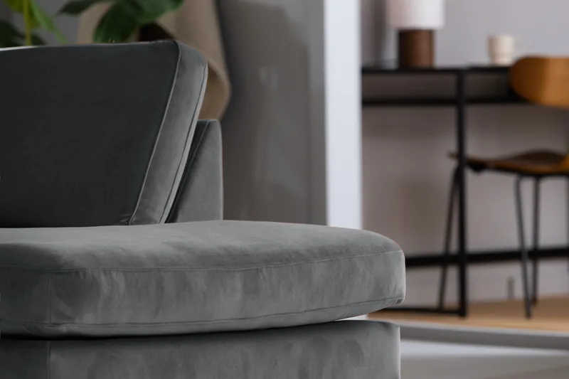 Teodin U-soffa med Divan Sammet Vänster - Ljusgrå - Möbler - Soffa - Sammetssoffa