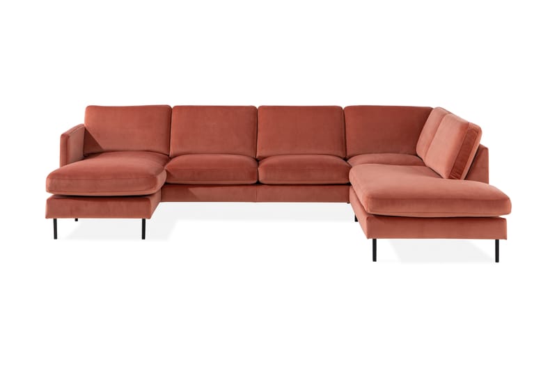 Teodin U-soffa med Divan Sammet Vänster - Rosa - U-soffa - Sammetssoffa