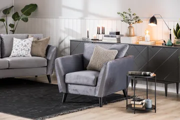 Trend 2-sits Sammetssoffa - Ljusgrå - Möbler - Soffa - Sammetssoffa
