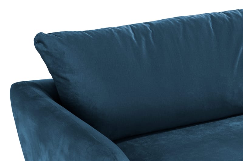 Trend 3-sits Rektangulär Sammetssoffa med Svängda Armstöd - Blå - Möbler - Soffa - Sammetssoffa