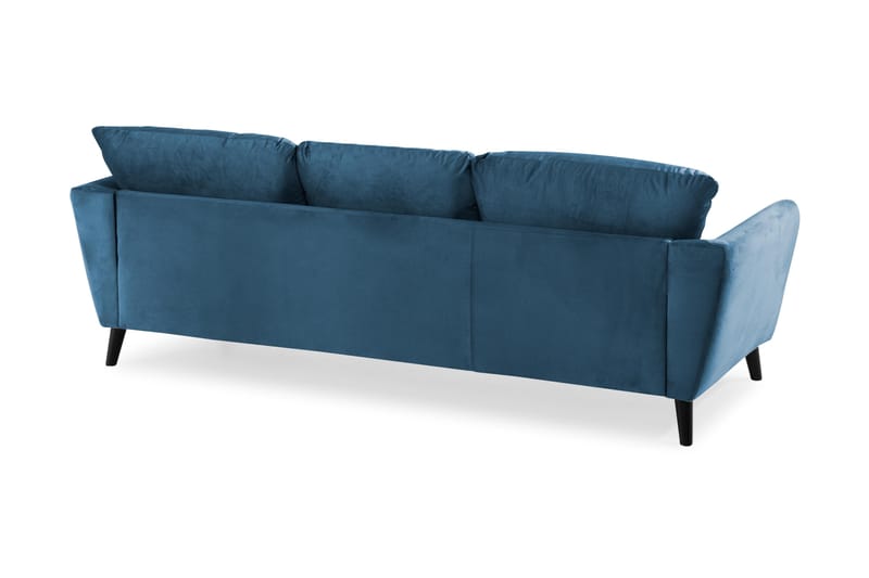 Trend 3-sits Rektangulär Sammetssoffa med Svängda Armstöd - Blå - Möbler - Soffa - Sammetssoffa