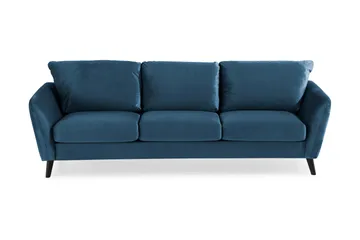 Trend 3-sits Rektangulär Sammetssoffa med Svängda Armstöd - Blå - Möbler - Soffa - Sammetssoffa