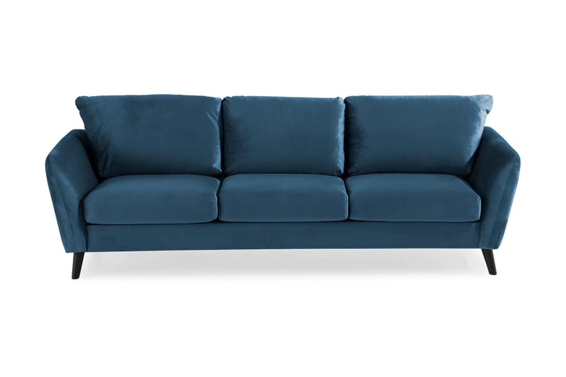 Trend 3-sits Rektangulär Sammetssoffa med Svängda Armstöd - Blå - Möbler - Soffa - Sammetssoffa