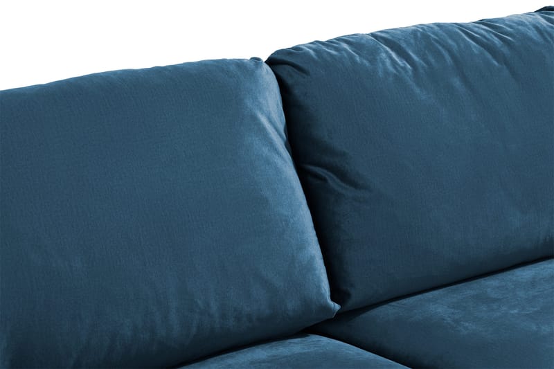 Trend 3-sits Rektangulär Sammetssoffa med Svängda Armstöd - Blå - Möbler - Soffa - Sammetssoffa