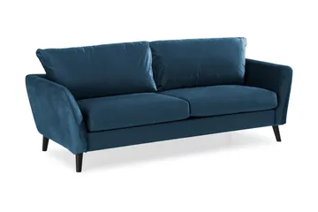 Trend 3-sits Rektangulär Sammetssoffa med Svängda Armstöd - Blå - Möbler - Soffa - Sammetssoffa