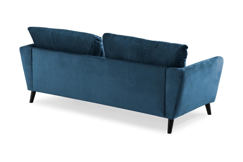 Trend 3-sits Rektangulär Sammetssoffa med Svängda Armstöd - Blå - Möbler - Soffa - Sammetssoffa