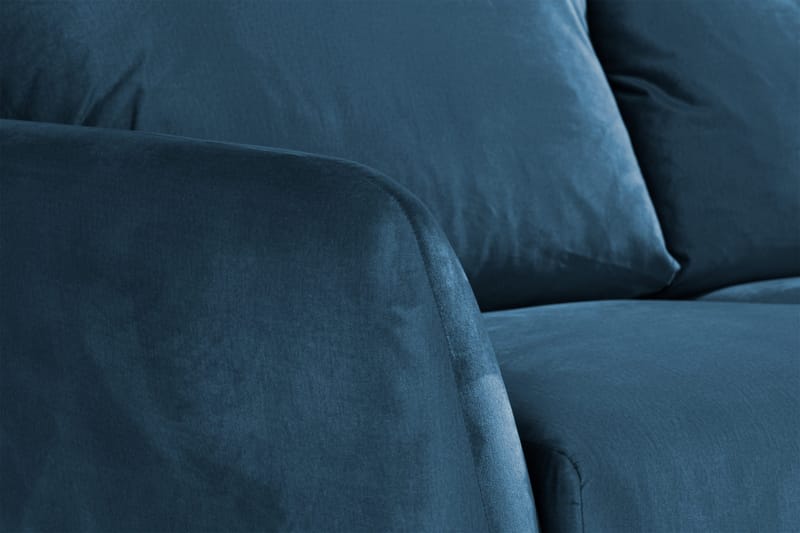 Trend 3-sits Rektangulär Sammetssoffa med Svängda Armstöd - Blå - Möbler - Soffa - Sammetssoffa