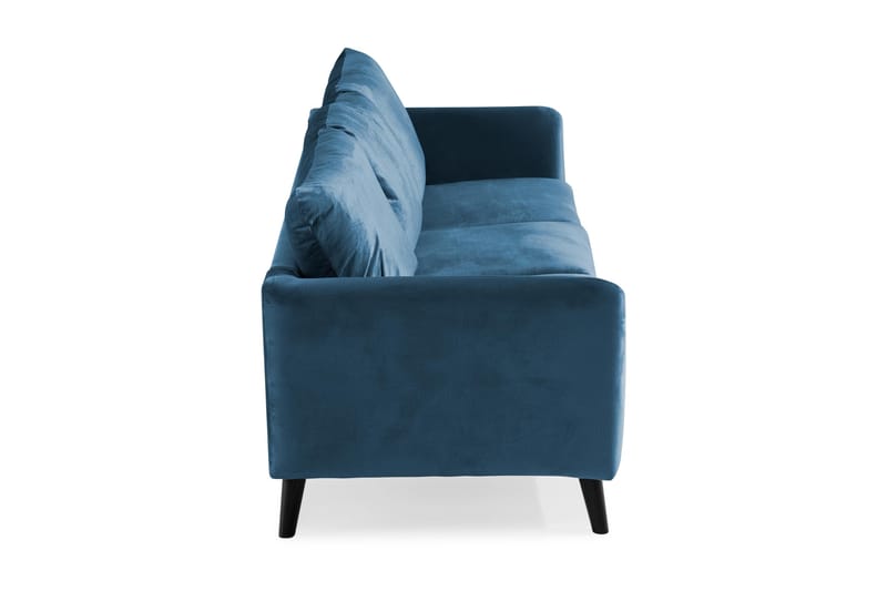 Trend 3-sits Rektangulär Sammetssoffa med Svängda Armstöd - Blå - Möbler - Soffa - Sammetssoffa