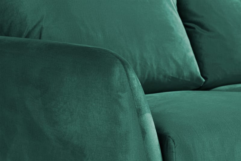 Trend 3-sits Rektangulär Sammetssoffa med Svängda Armstöd - Grön - Möbler - Soffa - Sammetssoffa