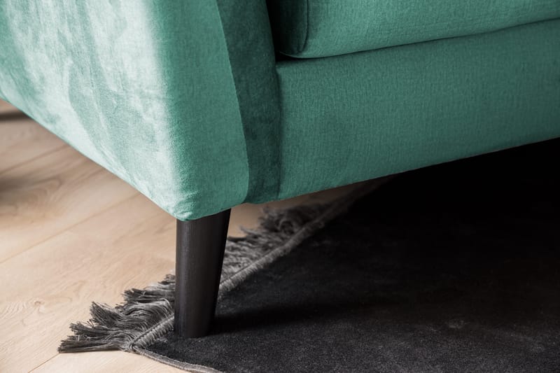 Trend 3-sits Rektangulär Sammetssoffa med Svängda Armstöd - Grön - Möbler - Soffa - Sammetssoffa